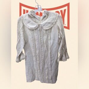 Buff White Kids Blouse with Lace Accents